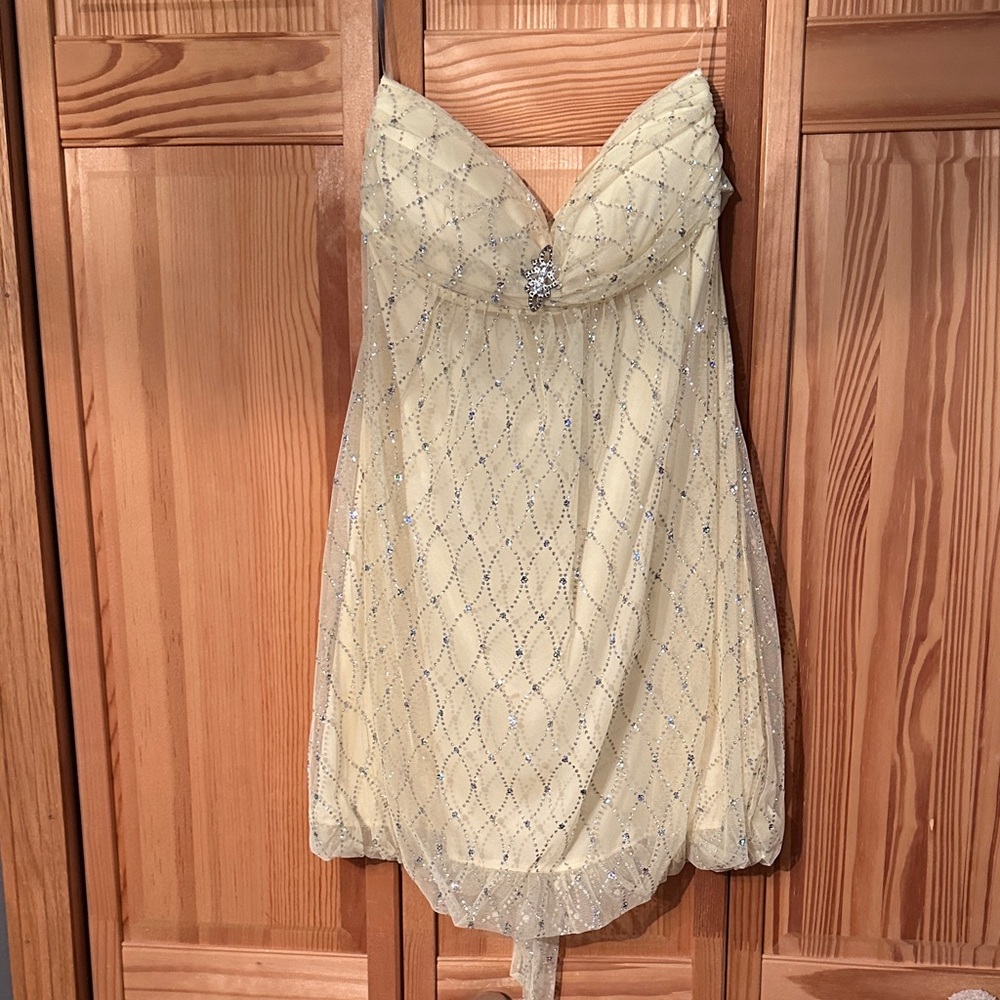 Windsor Cream Strapless Dress with Silver Details